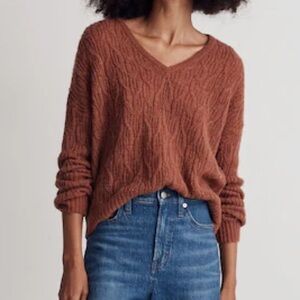 Madewell Alna V-Neck Sweater in Ground Clove Size XS